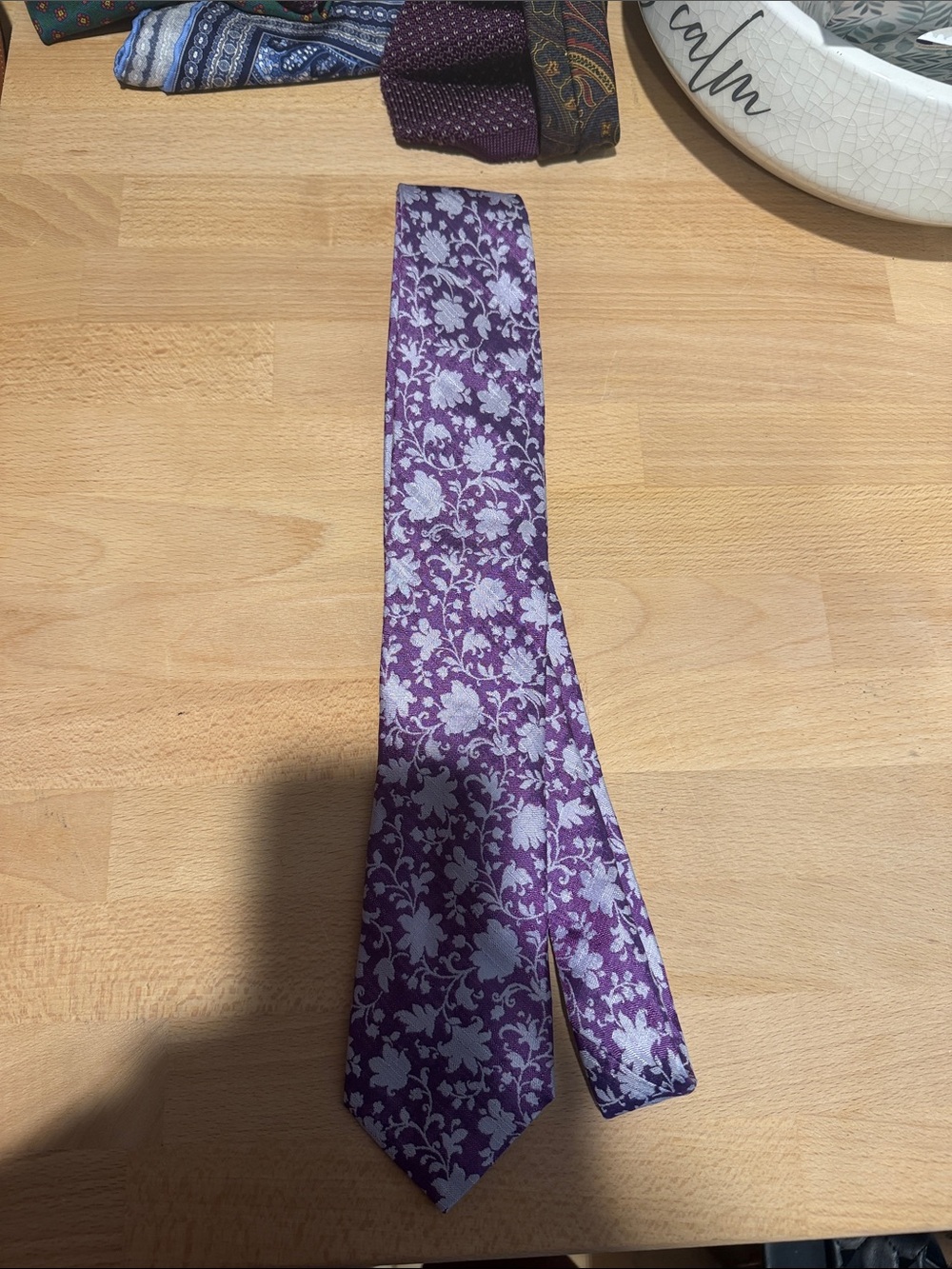 Garmnay Purple silk Floral Jacquard Tie for Men